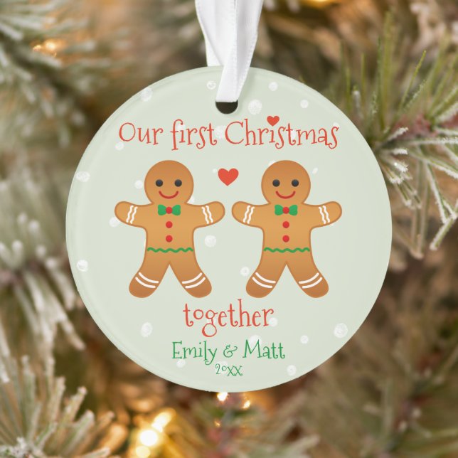 Our First Christmas Together  Cute Gingerbread Men Ornament (Tree)