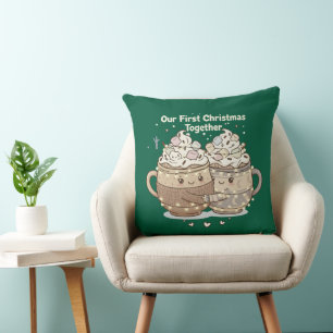 Our First Christmas Together Cute Kawaii Couple Cushion