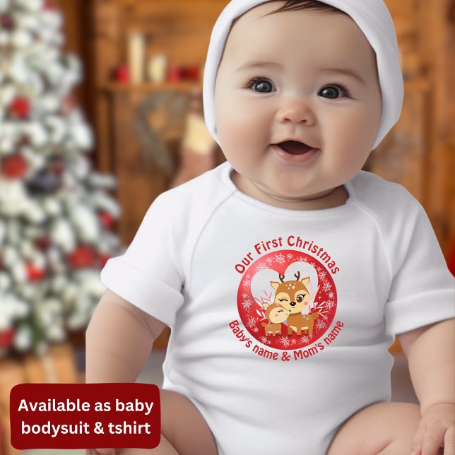 Our First Christmas Together cute reindeers  Baby Bodysuit (Creator Uploaded)