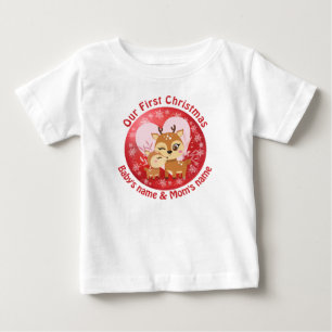 Our First Christmas Together cute reindeers Baby T-Shirt
