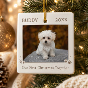 Our First Christmas Together Dog Photo Ceramic Ornament