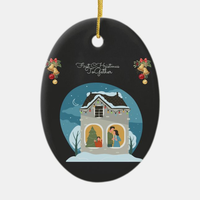 Our First Christmas Together Family Holiday Ceramic Tree Decoration (Front)