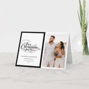 Our First Christmas Together Golden Script Photo Holiday Card