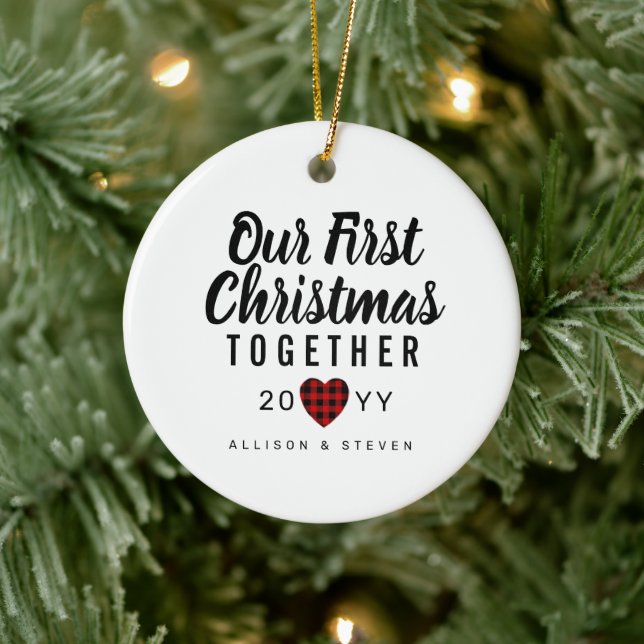 Our First Christmas Together Heart Monogrammed Ceramic Tree Decoration (Tree)