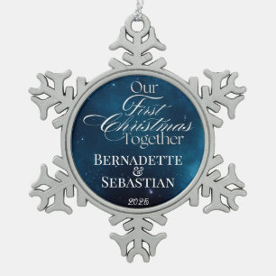 Our First Christmas Together Holiday Seasonal Snowflake Pewter Christmas Ornament