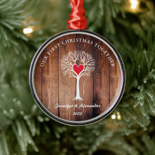 Our first Christmas together love tree rustic wood Metal Tree Decoration