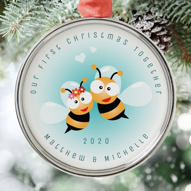 Our First Christmas Together Meant To Bee Couple Metal Tree Decoration (Creator Uploaded)