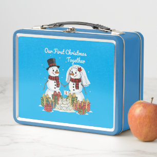 Our First Christmas Together   Newlywed Snowman  Metal Lunch Box