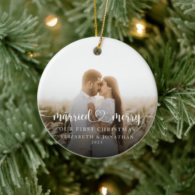 Our First Christmas Together Newlyweds Photo Ceramic Tree Decoration (Tree)