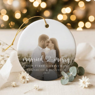 Our First Christmas Together Newlyweds Photo Ceramic Tree Decoration