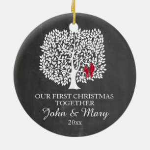 Our first Christmas together ornament, love birds Ceramic Tree Decoration