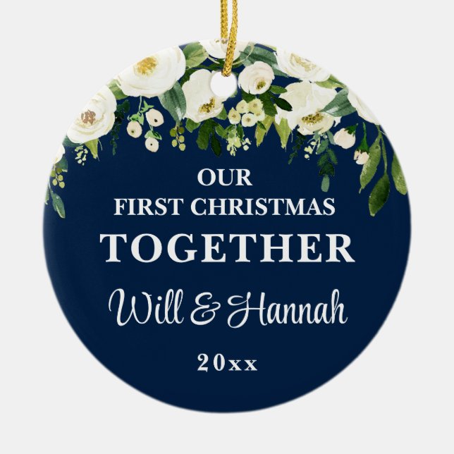 Our First Christmas Together Personalised Couple Ceramic Tree Decoration (Front)