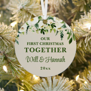 Our First Christmas Together Personalised Couple Metal Tree Decoration
