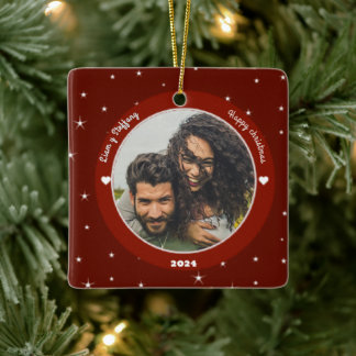 "Our first Christmas together". personalize Ceramic Ornament