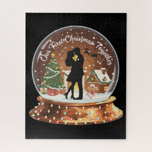 Our First Christmas Together Romantic Couple Snow  Jigsaw Puzzle