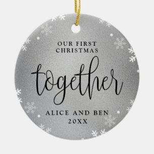 Our First Christmas Together Silver Photo Keepsake Ceramic Tree Decoration
