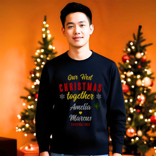 Our First Christmas Together Snowflakes Black T-Shirt