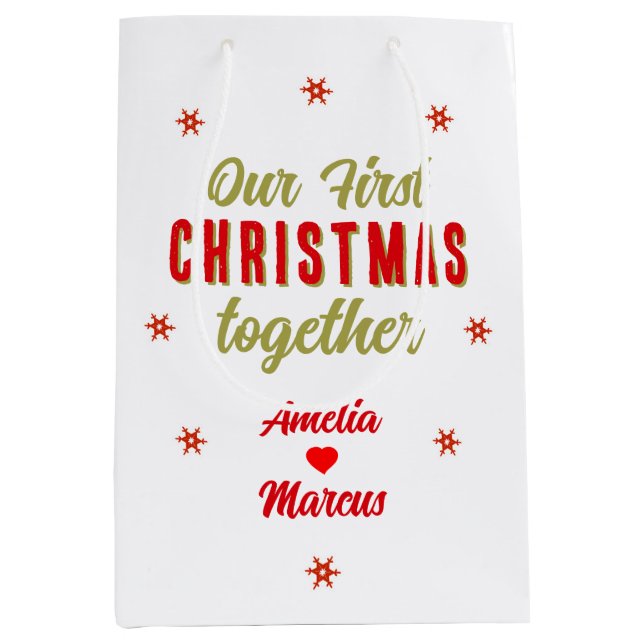 Our First Christmas Together Snowflakes Medium Gift Bag (Front)