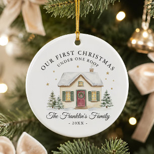 Our First Christmas Under One Roof Family Keepsake Ceramic Tree Decoration