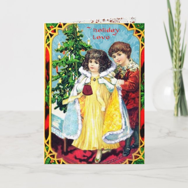 Our First Christmas Vintage Couple Holiday Card (Front)