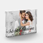 Our First Christmas Wedding Photo Block<br><div class="desc">Elegant Our First Christmas Wedding Photo Block</div>