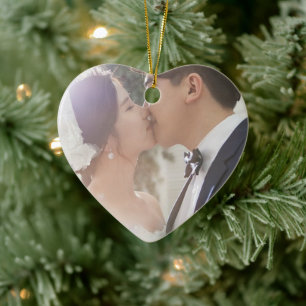 Our First Christmas Wedding Photo Ceramic Tree Decoration