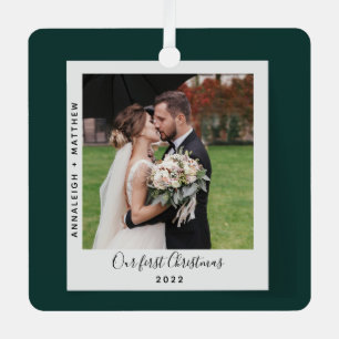 Our First Christmas Wedding Photo Holidays Metal Tree Decoration