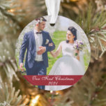 Our First Christmas Wedding Photo  Ornament<br><div class="desc">Elegant Our First Christmas Wedding Photo Ornament</div>