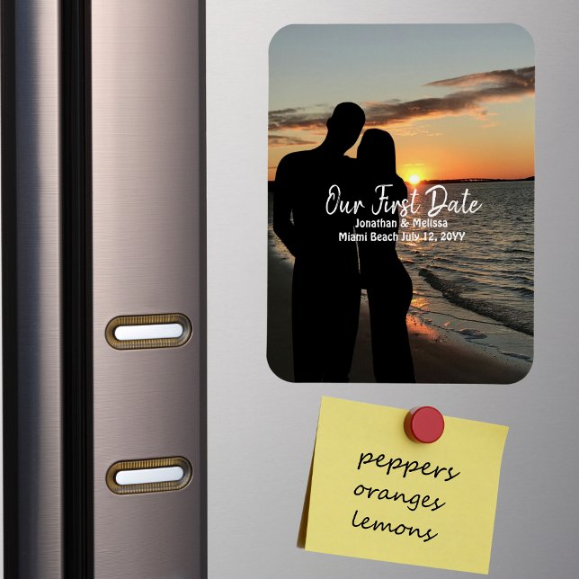 Our First Date, Couple Photo Wedding Anniversary Magnet (Creator Uploaded)
