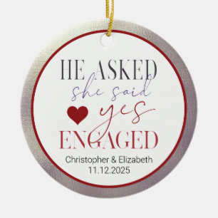 Our First Engaged Christmas Ceramic Tree Decoration