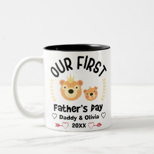 Our First Fathers Day 2021, Personalised Names Two-Tone Coffee Mug