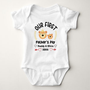 Our First Fathers Day 2023, Personalized Names Baby Bodysuit