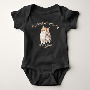 Our First Father's Day,Baby cat custom name kitty  Baby Bodysuit