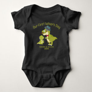 Our First Father's Day, Baby Dinosaurs custom year Baby Bodysuit