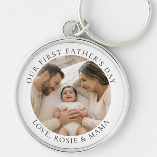 Our First Father's Day Custom Family Photo Special Key Ring