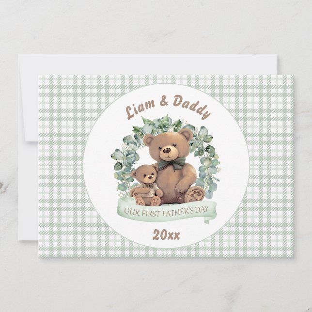 Our First Father's day Cute Bears Boy Holiday Card (Front)