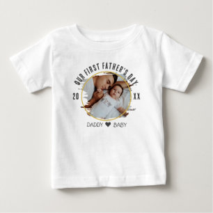 Our First Fathers Day New Dad And Baby Photo T-Shirt
