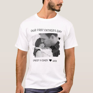 Our First Fathers Day New Dad Baby Photo Matching T-Shirt