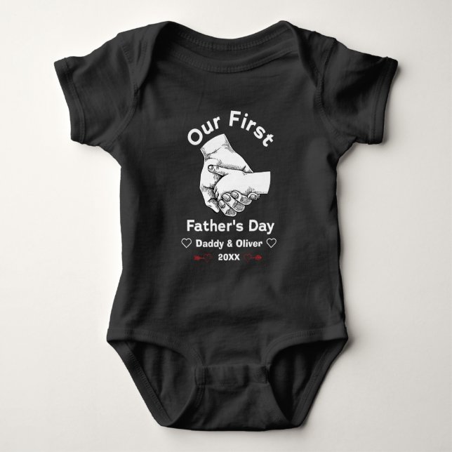 Our First Father's Day together 2023, Custom Names Baby Bodysuit (Front)