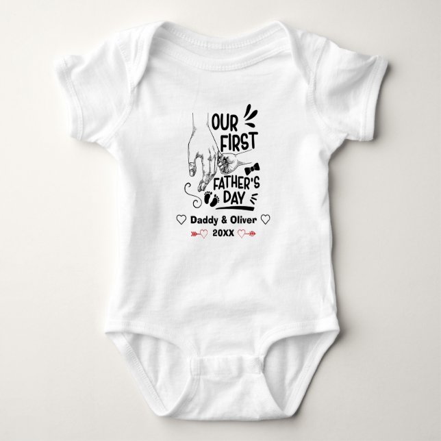 Our First Father's Day together 2023, Custom Names Baby Bodysuit (Front)
