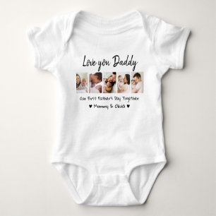Our First Father's Day Together 5 Photo Collage Baby Bodysuit
