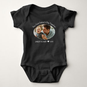 Our First Fathers Day Together Baby Photo Black Bodysuit