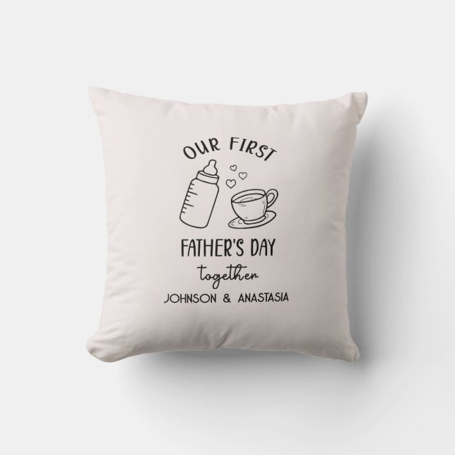 Our first fathers day together new dad & baby gift cushion (Front)