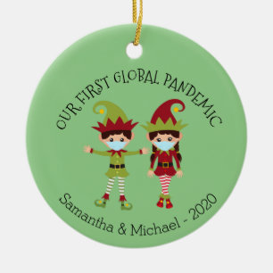 Our First Global Pandemic 2020 Elf Chritsmas Ceramic Tree Decoration