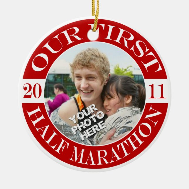 Our First Half Marathon - 2011 Ceramic Tree Decoration (Front)