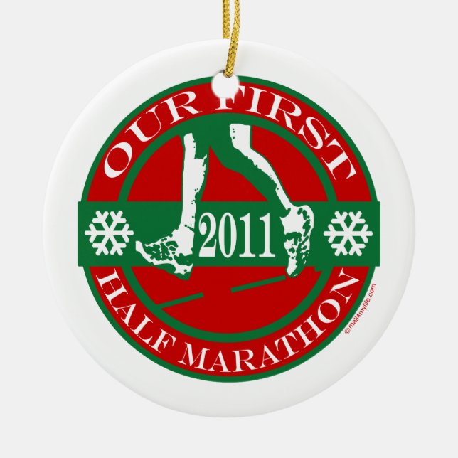 Our First Half Marathon - 2011 Ceramic Tree Decoration (Front)