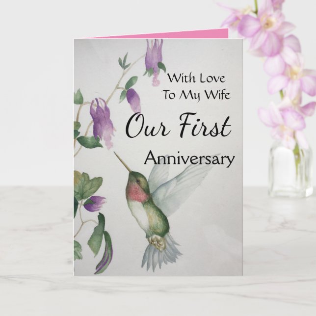Our First Happy Anniversary To My Wife Beautiful Card (Orchid)