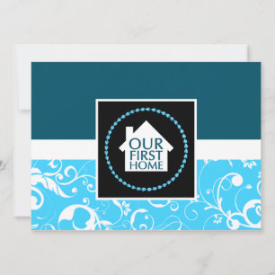 our first home (blue damask) invitation