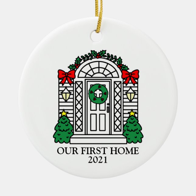 OUR FIRST HOME CERAMIC ORNAMENT PERSONALIZED (Front)