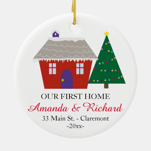 Our first home Christmas ornament - Red house (Back)